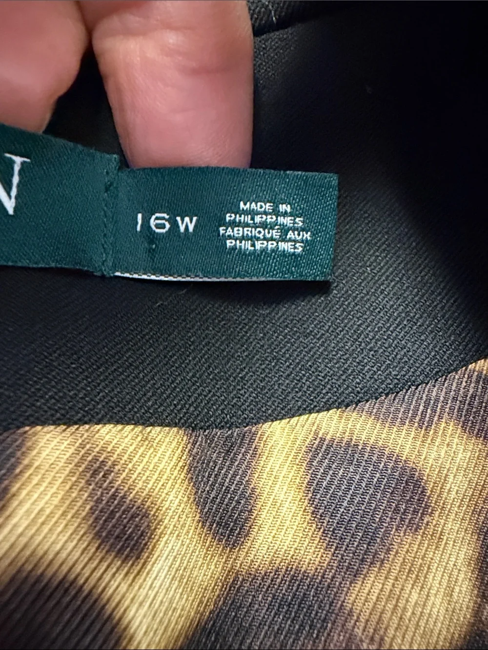 Lauren Ralph Lauren Single Button Black Blazer LeopardPrint Satin  Lining 16W